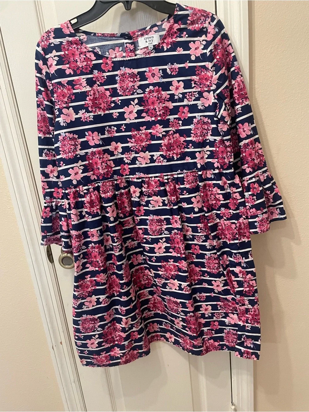 Crown & Ivy Kids Navy Striped Dress